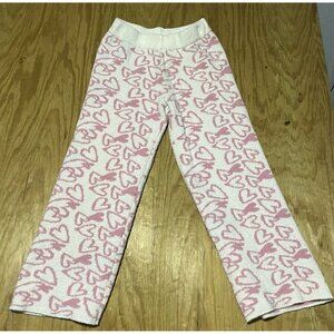 Cupcakes & Cashmere Womens Pants Medium Pink White Soft‎ Comfy Winter Lounge